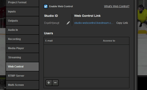 LiveStream Studio Web Control