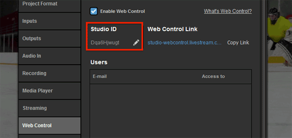 LiveStream Studio Web Control
